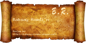 Baksay Román névjegykártya